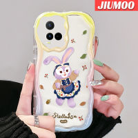 เคส JIUMOO สำหรับ VIVO Y21 Y21G เคสมือถือ Y21s Y21e Y21a Y21t T1x 4G เคสลายการ์ตูนกระต่ายสีม่วงน่ารักเนื้อครีมนิ่มกันกระแทกแบบใสสร้างสรรค์เคส Y33s ที่คลุม