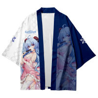 2022เกม Genshin Impact Ganyu Kimono 3D พิมพ์ Ganyu คอสเพลย์ Haori เสื้อคลุมปาร์ตี้เสื้อ Streetwear ฤดูร้อนเสื้อ Unisex