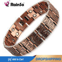 Rainso Vintage Copper Bracelets For Man With Magnet Bracelet viking Double Row Luxury Fashon Health Care Jewerly Bracelet Homme