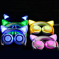 Christmas Rechargeable LED Foldable Flashing Headphone kids cat ear headphones Gaming Headset For PC Laptop Computer Mobile