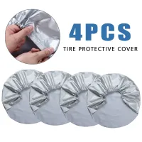 4pcs 27 inch-29 inch Waterproof Oxford Tire Covers Car RV Trailer Camper Tyre Anti-dust Sunproof Protector Bag White