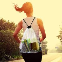 New Transparent Drawstring Backpack School Tote Gym Bag Sport Pack 066C 【AUG】