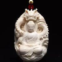 Mammoth ivory big day Tathagata handmade ivory carving pendant mammoth ivory pendant text play collection neck hanging transfer safe