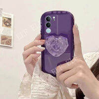 เคสโทรศัพท์ TPU แบบนิ่มสำหรับ VIVO V29 5G,เคสซิลิโคนรูปหัวใจรักพร้อมขาตั้งเคสป้องกันกล้อง VIVOV29 Vivo V29 5G