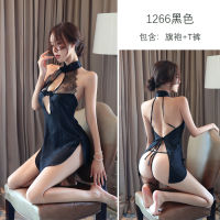 2023 Hot Long Night Sex Lingerie Sexy Maid Maid Maid Dress Cheongsam Free Passion Suit Uniform Temptation Female 1266