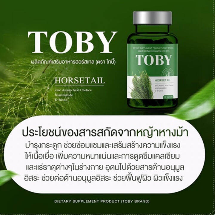 โทบี้-ฮอร์สเทล-วิตามินบำรุงผม-toby-horsetail-อาหารเสริมสำหรับเส้นผม-ผมร่วง-ผมบาง-เล็บ-30-แคปซูล-กระปุก-3-กระปุก