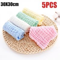 【ร้อน】1/3/5ชิ้น30x30เซนติเมตรผ้าขนหนูผ้าขนหนูอาบน้ำใบหน้า Washcloth มัสลินสี่เหลี่ยมผ้าฝ้ายมือเช็ดตาข่ายสำหรับอาบน้ำให้อาหารเด็กผ้าเช็ดหน้า