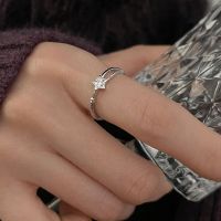 [COD] Meteor shower ring opening adjustable light luxury hollow star-shaped joint micro-inlaid zircon double-layer star index finger