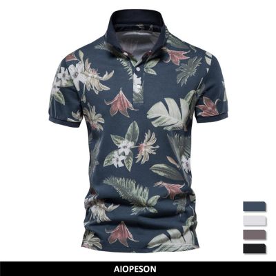 HOT11★ 100% Cotton Hawaii Style Polo Shirts for Men Short Sleeve Quality Cal Social Mens Polo T Shirts Summer Men Clothing
