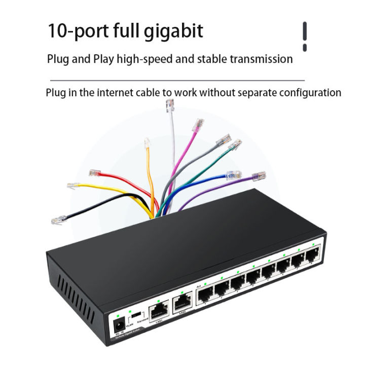 อะแดปเตอร์โหลดเกม10พอร์ต-gigabit-switch-rj45-hub-fast-ethernet-101001000mbps-ethernet-smart-switcher-สวิตช์เครือข่าย-vlan