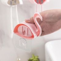 ✼ Hot Sale Toothbrush Holder Sucker Flamingo Shaped Bathroom Accessories 2 Position 1Pcs Cute Wall Mount Toothbrush Rack Organizer