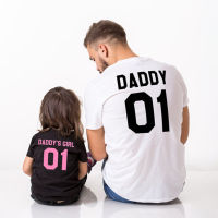 [In stock]ins Amazon หลวม DADDYS GIRL ชุดแม่ลูกแม่ลูกพิมพ์ลาย T เสื้อยืด