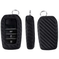 dghjsfgr Carbon Fiber Folding Flip Remote Car Key Case for Toyota Corolla RAV4 Car Key Case Cover Fob Car Accessories Key Chain