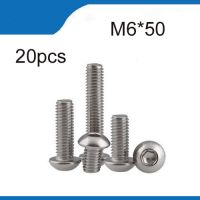 20pcs M6 Series A2 Stainless steel Button Head Hex Socket Cap Screw / Round Mushroom head Bolts M6*50mm Nails Screws  Fasteners