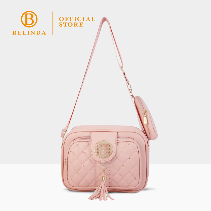 BELINDA M114 2in1 Quilted Shoulder Bag/Cross body Sling Bag with Coin
