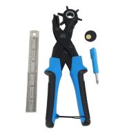 【CW】 Leather Hole Punch Heavy Duty Revolving Punch Plier With 2 Extra Plates And Ruler Sized Puncher Belts Cr