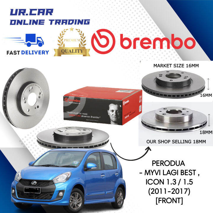 BREMBO PERODUA DISC BRAKE ROTOR & BRAKE PAD MYVI LAGI BEST , ICON 1.3