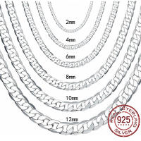 ผู้ชายสร้อยคอเงินแท้925 24681012มิลลิเมตร40-75เซนติเมตรใบหน้าสร้อยคอโซ่กุ้งจับมือผู้ชายผู้หญิงหมั้นของขวัญเครื่องประดับ