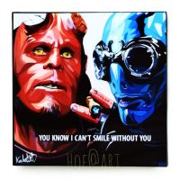 Hellboy &amp; Abe Sapien เฮลล์บอย ซูเปอร์ฮีโร่ การ์ตูน รูปภาพ​ติด​ผนัง​ pop art พร้อมกรอบและที่แขวน cartoon กรอบรูป แต่งบ้าน ของขวัญ รูปภาพ