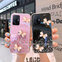 เคสโทรศัพท์ Xiaomi 11T Pro Mi 11 Lite 5G NE Mi 10T Pro Phone Case เคสใสสีสันสดใสแบบใหม่เคสกลิตเตอร์ฟอยล์สีเงินรูปผีเสื้อ3D แบบนิ่ม2021