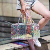 2021Holographic Transparent Bag Women Handbag Sac Holo Laser Gym Travel Bag 2021 Summer PVC Luggage Shoulder Large Capacity Bolsa