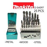 【เก่าฮาร์ดแวร์】 MAKITA การเจาะสำหรับงานหนักชุดบิต25ชิ้น (D-54097) สำหรับไม้/โลหะ/เหล็ก