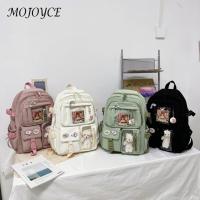 Solid Color Backpack Nylon Large Capacity Knapsack Handbags for Girls Leisure Casual Daily Travel Shopping Bag