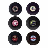 [HOT ZEXKLIOALQAQ 529] Creative Black พลาสติกไวนิลบันทึกตาราง Placemats Retro Vintage แก้ว Coaster Home Decor CD Pads Mats ถ้วย Coasters