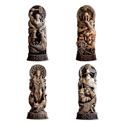 Resin Statue Scandinavian Pantheon Norse God Statue Craft Viking Mythology Home Wine Cabinet Cover Bookcase Souvenirs