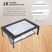 3X Full Page Magnifying Glass for Reading, Hands-Free Rectangular Magnifier with LED Lighted, Foldable Desktop Portable Reading Magnifier