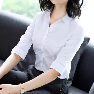 Buy White 3 4 Sleeve Shirt For Women online | Lazada.com.ph