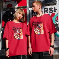 COD DSFDGDFFGHH 2023 Summer Chinese New Year Mens and Womens Large Red T-shirt Mens Round Neck Short Sleeve T-shirt Chinese Traditional Trend Lion Dance Rabbit Print Festival clothing