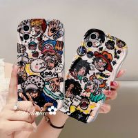 เคส MrHaha สำหรับ iPhone 15 14 13 12 11 Pro Max X XR Xs Max 8 7 6S Plus SE 2020ลายกราฟฟิตี3D รูปการ์ตูนหยักโค้งเคสโทรศัพท์ปิดขอบนิ่ม TPU ฝาครอบป้องกัน