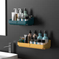 【CW】Storage Rack ชั้นวางของ Wall Spice Organizer สำหรับเครื่องสำอางห้องน้ำโดยไม่ต้องเจาะอุปกรณ์อาบน้ำในครัว