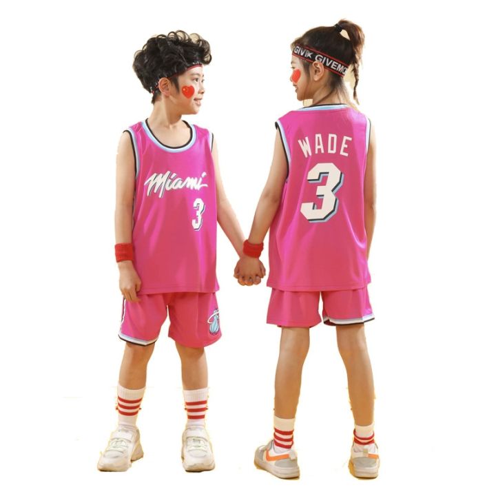 dwyane-wade-3-jersey-kids-city-version-nba-miami-heat-jersey-children-basketball-suit