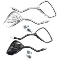 1 Pair Motorcycle Mirrors Skeleton Hand Rearview Side 10mm 8mm Thread Motorcycle Chrome Skull Style Hand Claw Side