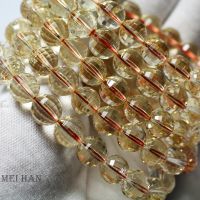 Meiahn natural AA Citrine faceted round loose beads bracelet quartz stone for jewelry making desgin gift Wires  Leads Adapters