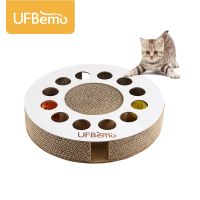 UFBemo Cat Toy Scratcher Kitten Pet Catnip Bed Scratch Pet Products Corrugated Claw Round Cardboard Training Toy with Ball