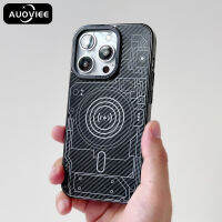 AUOVIEE เคสโทรศัพท์มีลายวงจรคาร์บอนไฟเบอร์สำหรับ iPhone 14 Pro Max 13 Pro 12 Pro Max เคสพีซีบางพิเศษสำหรับฝาหลัง Magsafe