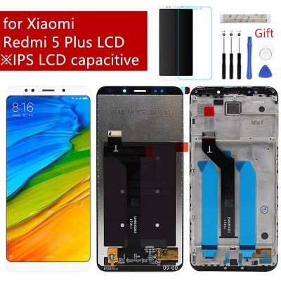 สำหรับชิ้นส่วนจอสัมผัสแอลซีดีของเครื่องแปลงดิจิทัล Xiaomi Redmi 5 Plus ที่มีกรอบสำรองซ่อมอะไหล่ด้วย