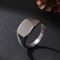 Soul Men Mens Square Brushed Signet Titanium Steel Wedding Rings for Men Women Engraved Name Date DIY Logo Rings Jewelry