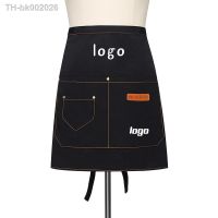 ┇ﺴ๑ Canvas Short Apron for Women Waiter Seller Small Half Aprons Custom Restaurant Bar Cafe Food Shop Attendant Work Waist Apron