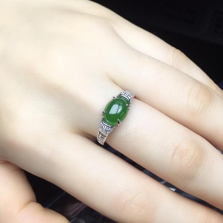 s925-เงิน-hotan-yu-แหวนแม่ไม่ซีดจางปรับธรรมชาติสีเขียวหยกอัญมณีแหวนสำหรับแม่-z450
