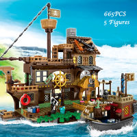 Ideas Island Storm Pirates Ship Adventure House Wharf Vessel Boat Movie Building Blocks Houseboat Model Toys for Kids Xmas Gifts