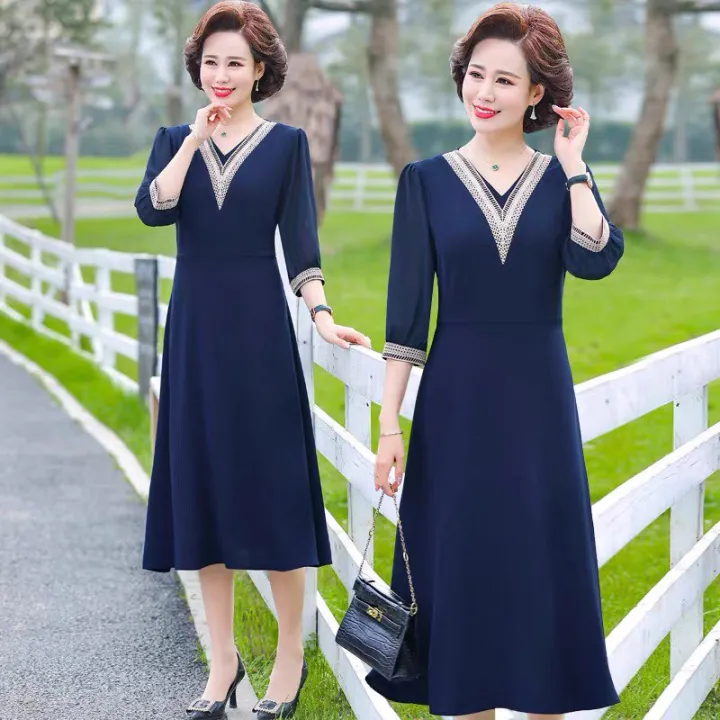 Váy Đầm Trung Niên Nữ Cho Mẹ Họa Tiết Dáng Dài V04  Thời Trang Cho Người  Lớn Tuổi Trung Tuổi U40 U50 Giá Rẻ Đẹp Bigsize   Hazomicom  Mua