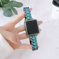 ✈▼ Fashion Colorful Gradient Plastic Watch Band Protective Case for Apple Watch 7 6 5 4 SE 3 Wrist Strap for iWatch38 40 4142 44 45