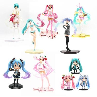 Anime Cartoon Cute Hatsune Miku Kawaii Virtual Singer Manga Statue Figurines PVC Action Figure Collectible Model Toys Cake Decor