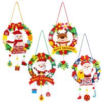 Christmas Wreath Decorations Lighted Merry Christmas Sign with Santa Snowman Elk Cute Christmas DIY Assembly Pendant for Party Favors Front Door proficient