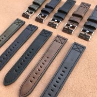 【July】 strap foreign trade genuine leather universal trimming black base factory direct 22m24mm