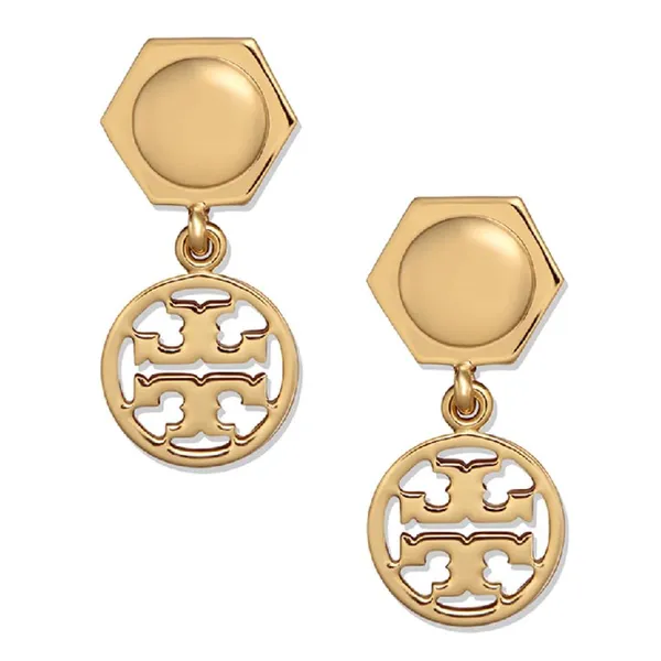 New! Tory Burch Gold Hexagon circle logo drop earring | Lazada Singapore